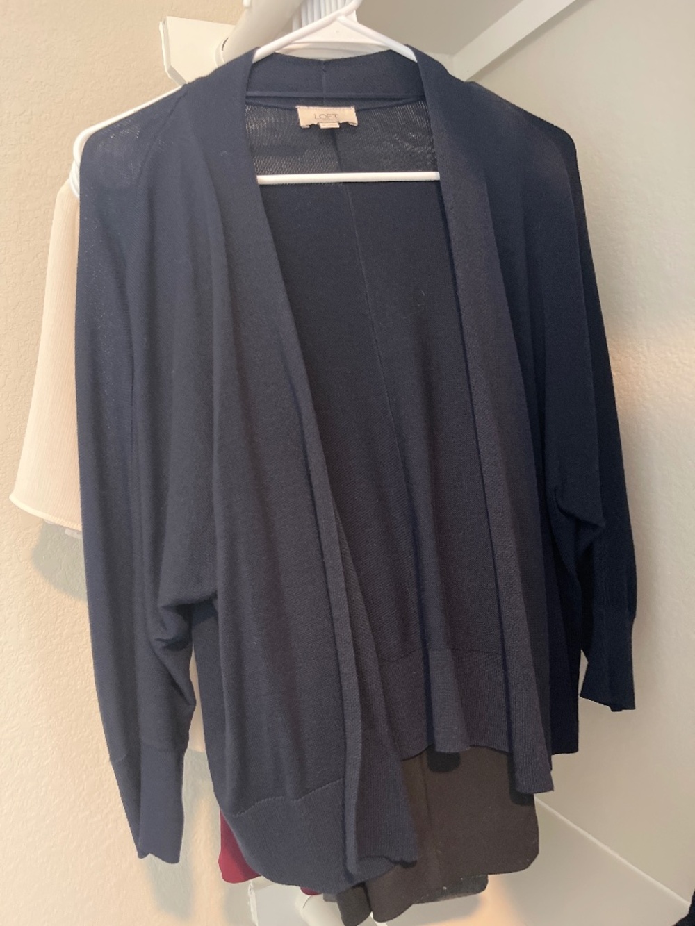 LOFT Navy Blue Open Front Cardigan